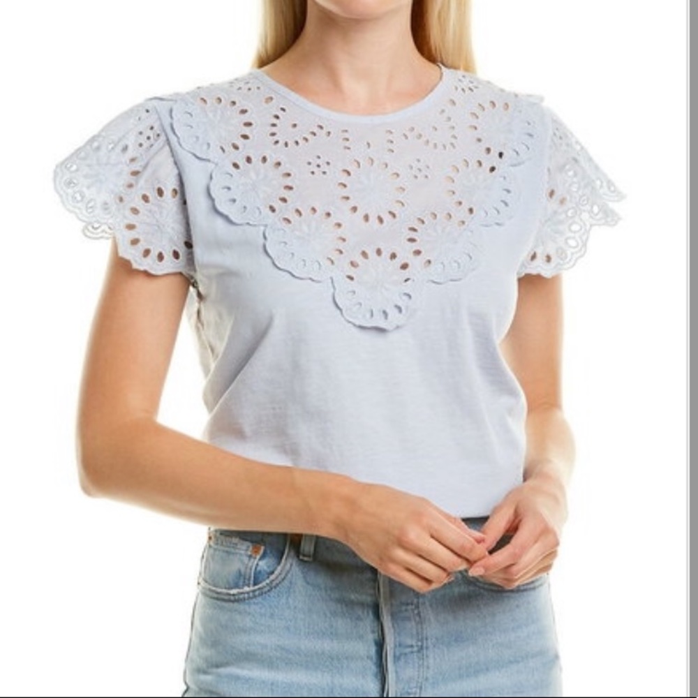 JCrew NWT Lace scalloped yoke t-shirt AN181